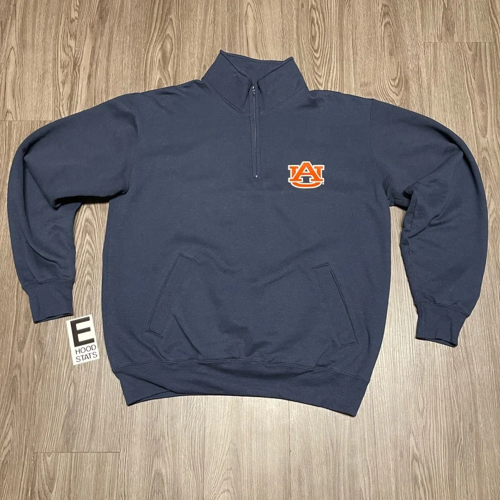 Champion University Of Auburn Blue Quarter Zip Mens Size Large Pullover